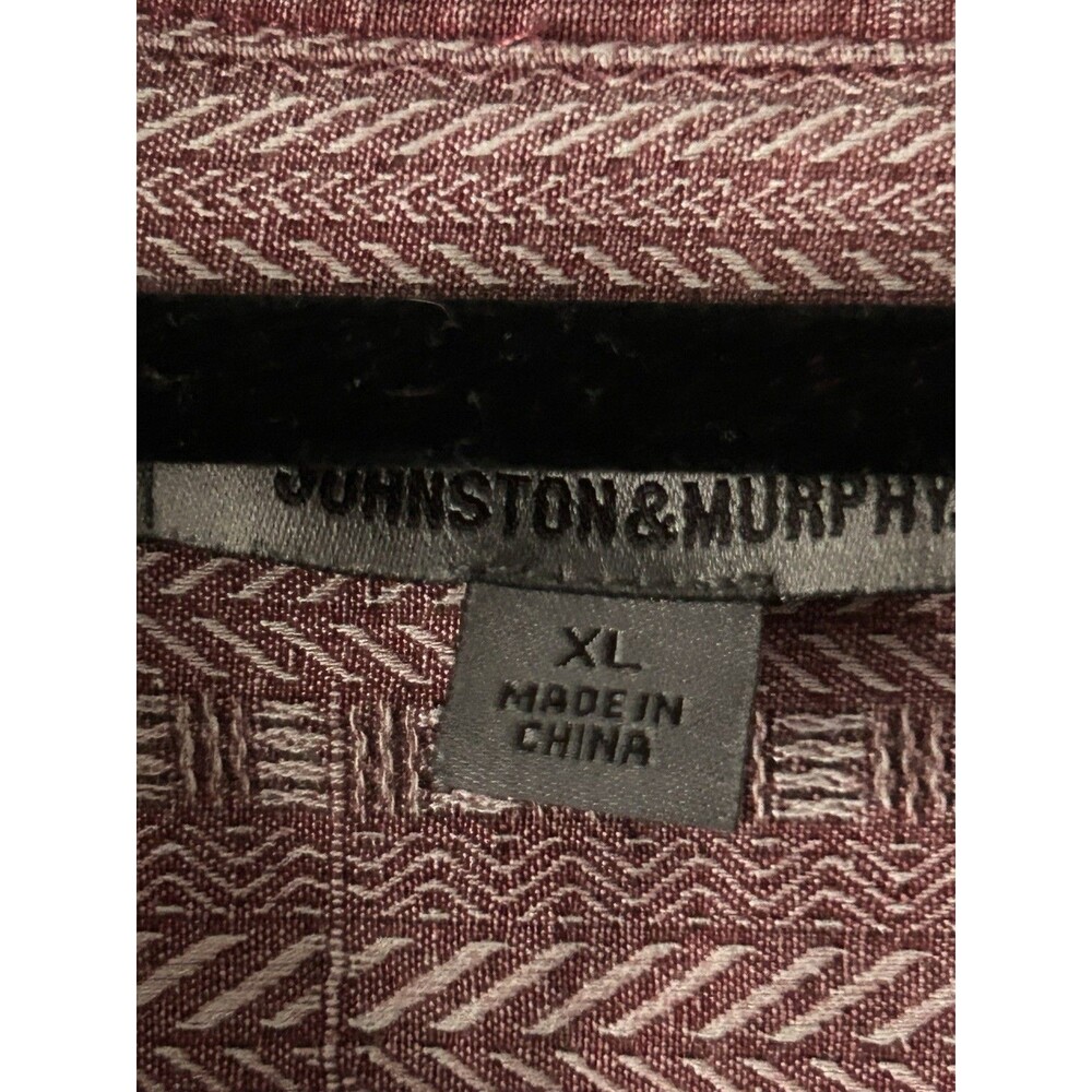 100% Silk Casual Short Sleeve Button Up XL  Johnston & Murphy Mens’s Red Design - Picture 9 of 10